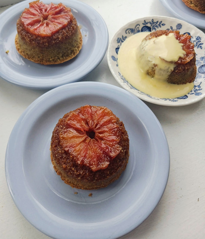 Blood Orange - Bloody Butcher Cornmeal Cakes with Créme Anglaise ...