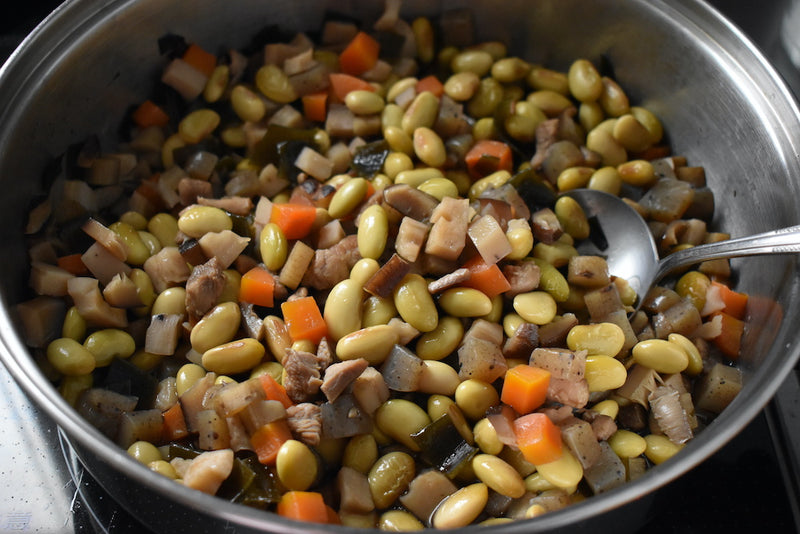 Simmered Soybeans with Vegetables