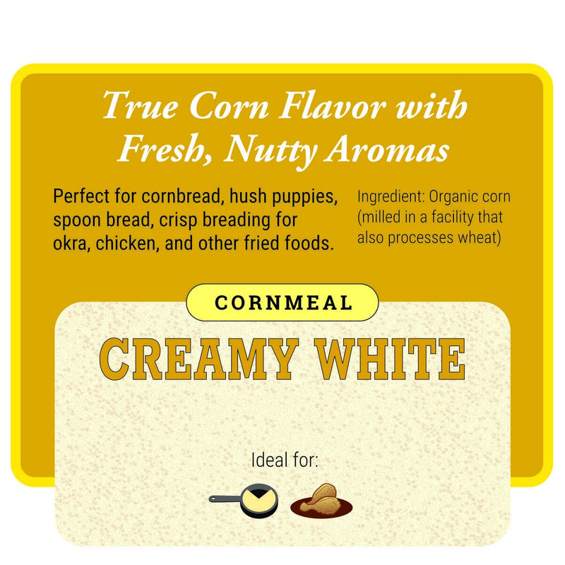 Organic Creamy White Cornmeal - 25 lbs only